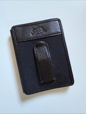 Bosca Black Leather Money Clip Card Holder